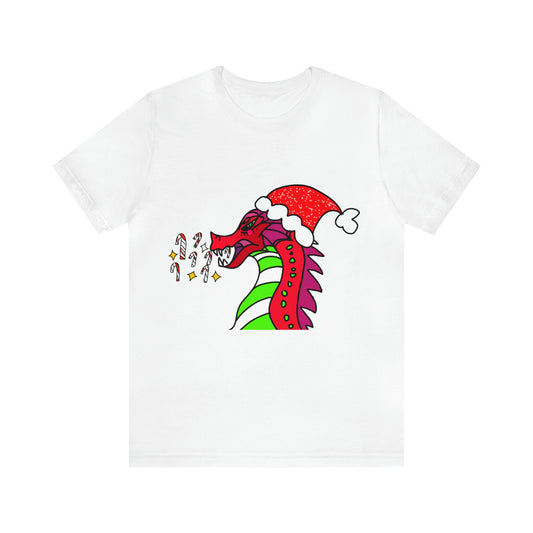 Candy Cane Blaze, the Festive Dragon Tee-T-Shirt-White-S-mysticalcherry