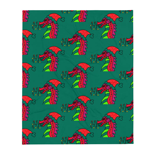 Candy Cane Blaze, the Festive Dragon Throw Blanket-THROW BLANKET-50″×60″-mysticalcherry