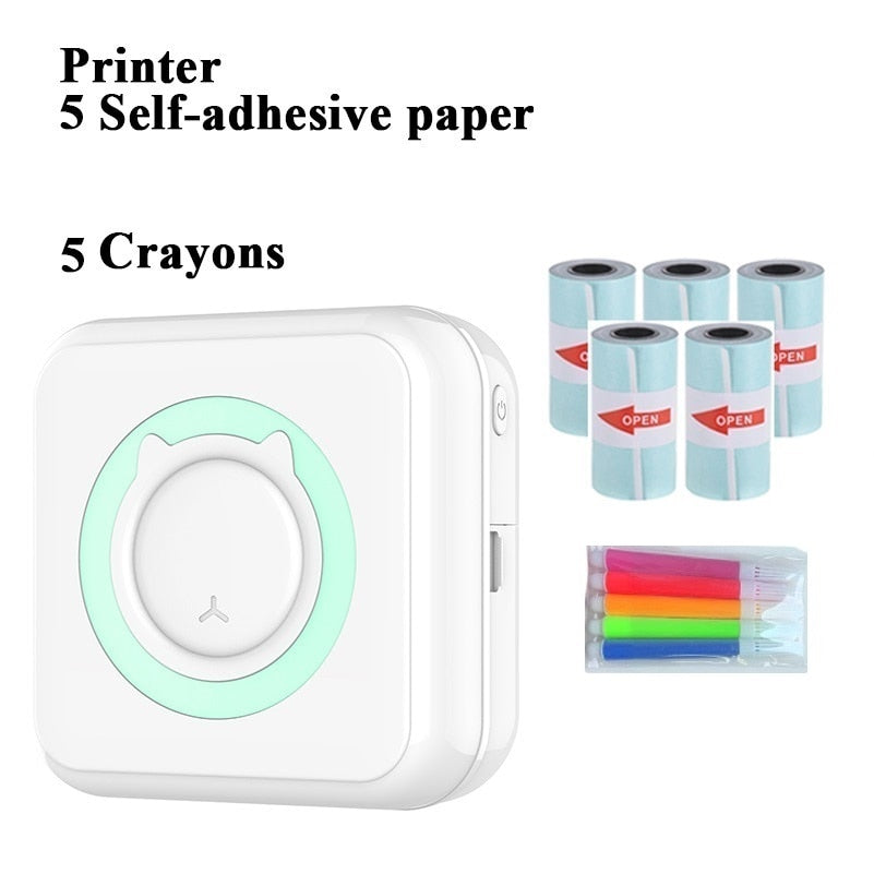 Cat Mini Digital Thermal Portable Printer-Green plus 5 paper1-mysticalcherry