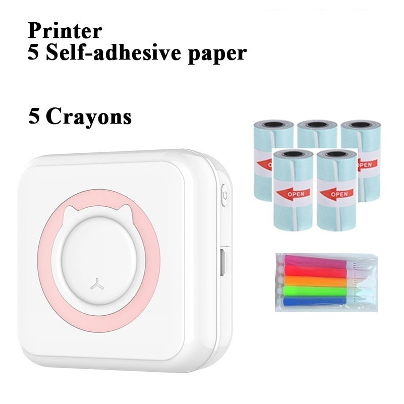 Cat Mini Digital Thermal Portable Printer-Pink plus 5 paper2-mysticalcherry