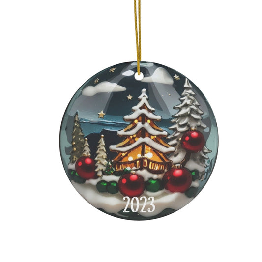 Christmas Trees Ceramic Ornament-Home Decor-Circle-One Size-mysticalcherry