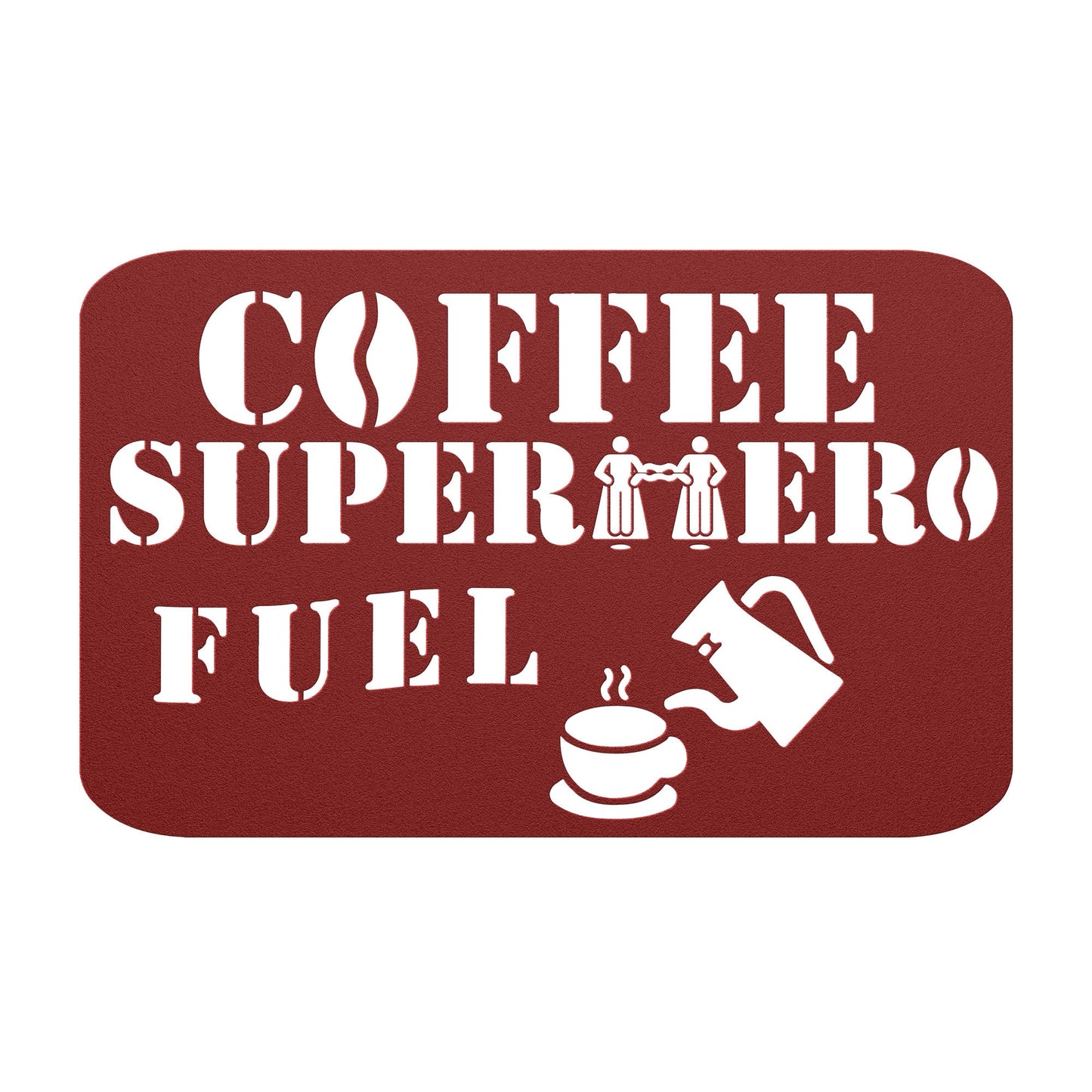 Coffee Superhero Fuel Metal Wall Art-Wall Art-Red-12 Inch-mysticalcherry