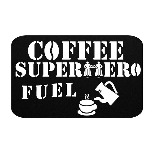 Coffee Superhero Fuel Metal Wall Art-Wall Art-Black-12 Inch-mysticalcherry