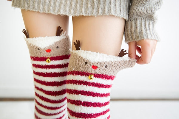 Cozy Long Thigh High Socks-Socks-Christmas deer-One Size-mysticalcherry