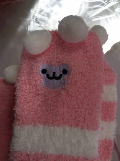 Cozy Long Thigh High Socks-Socks-pink monkey-One Size-mysticalcherry
