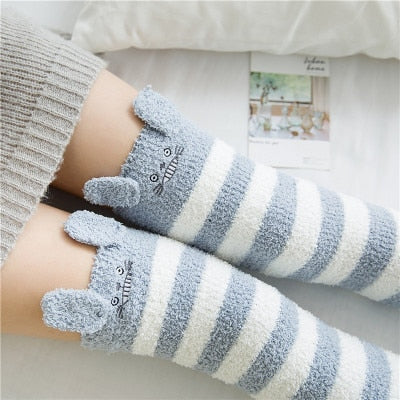 Cozy Long Thigh High Socks-Socks-Chinchilla-One Size-mysticalcherry