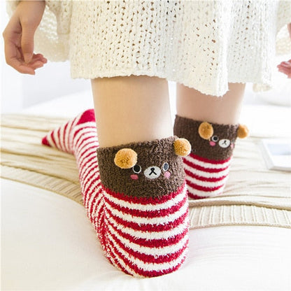 Cozy Long Thigh High Socks-Socks-relaxed bear-One Size-mysticalcherry