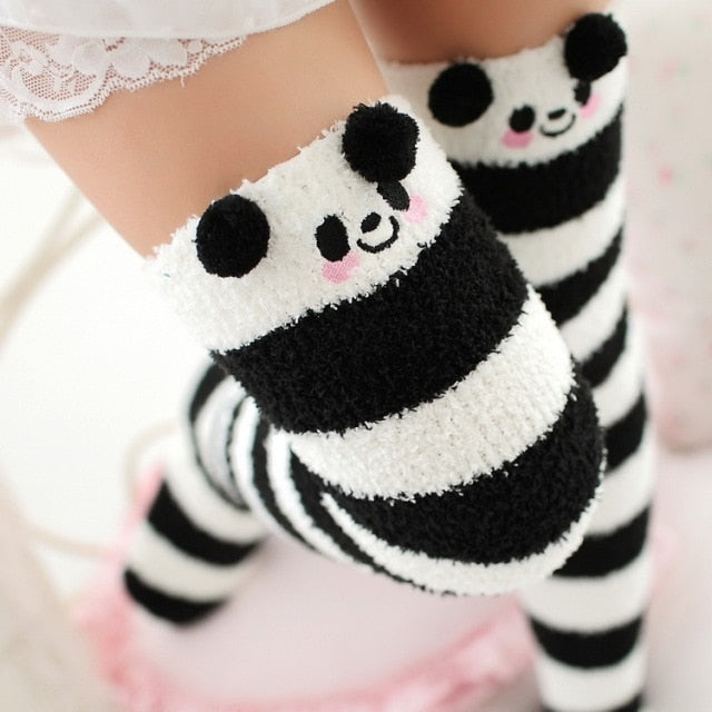 Cozy Long Thigh High Socks-Socks-panda-One Size-mysticalcherry