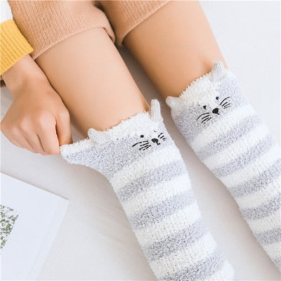 Cozy Long Thigh High Socks-Socks-Grey fox-One Size-mysticalcherry