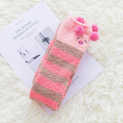 Cozy Long Thigh High Socks-Socks-Pink pig-One Size-mysticalcherry