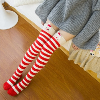 Cozy Long Thigh High Socks-Socks-Santa Claus-One Size-mysticalcherry
