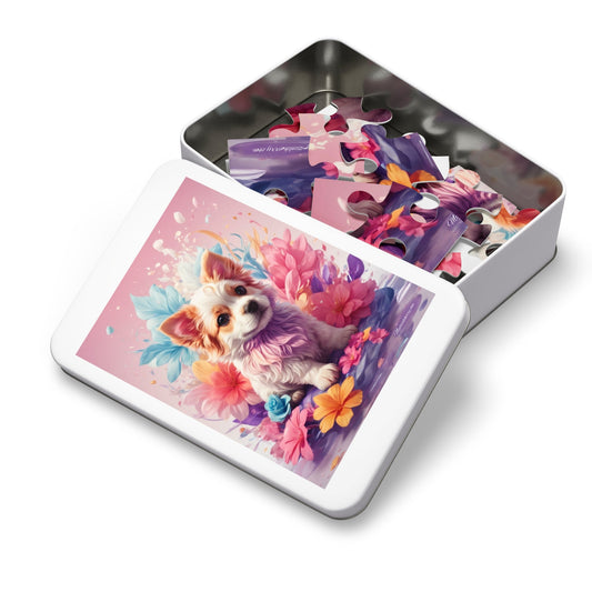 Cute Flower Puppy Kids Jigsaw Puzzle With Gift Box-Puzzle-9.6" × 8" (30 pcs)-mysticalcherry