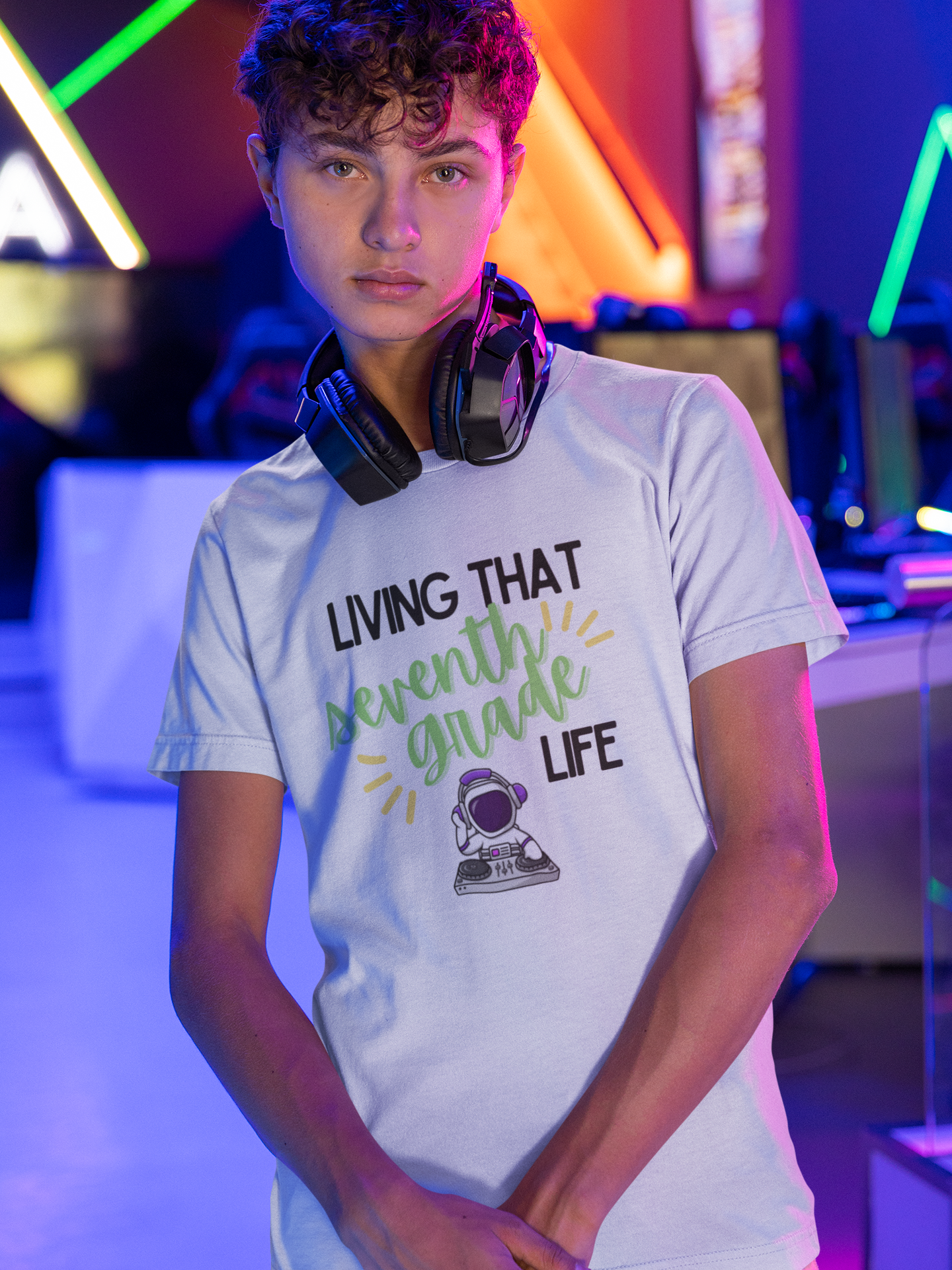 DJ Living That 7th Grade Life Kids Cotton™ Tee-Kids clothes-mysticalcherry