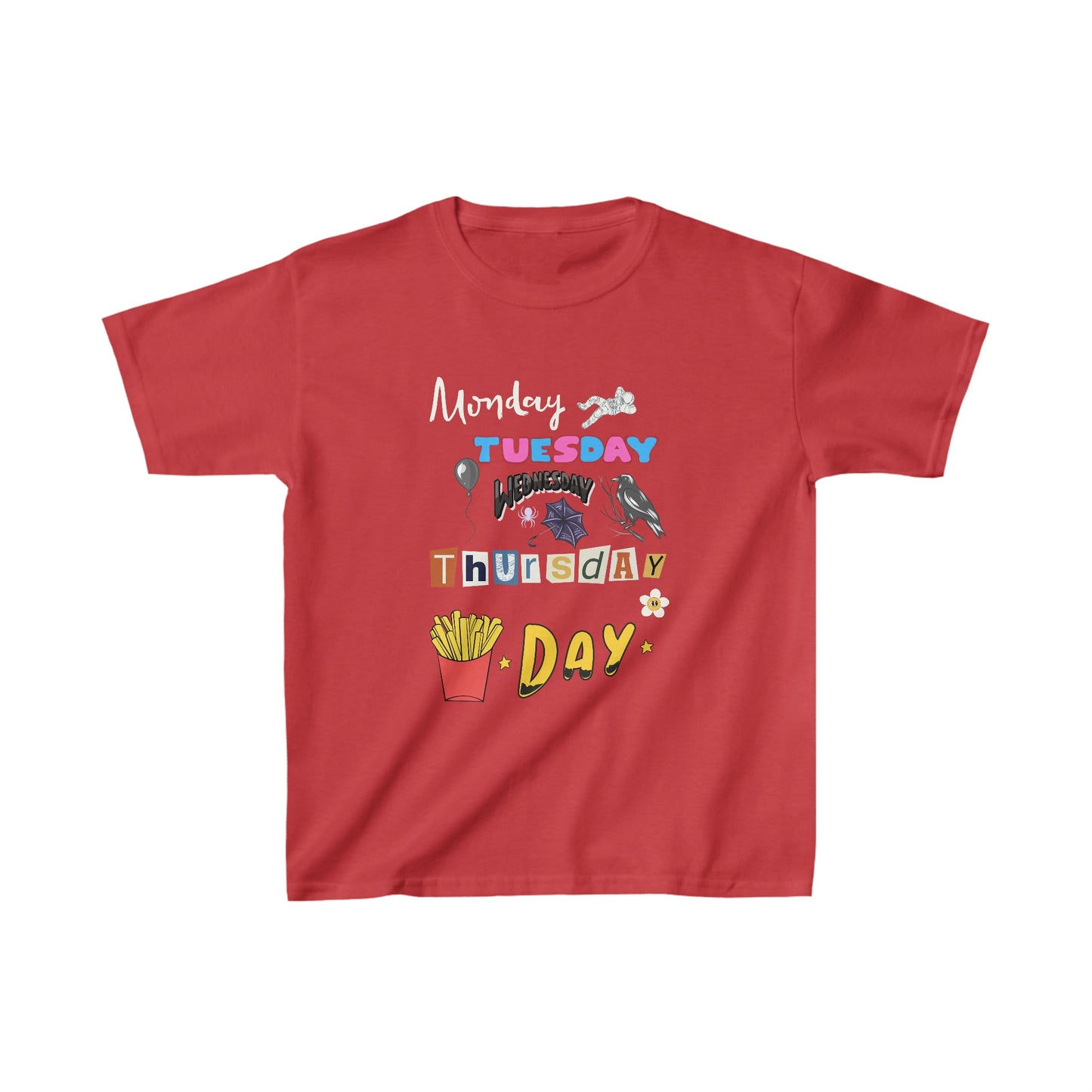 Days Of The Week Fun Graphic Cotton™ Tee-Kids clothes-XS-Red-mysticalcherry