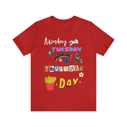 Days Of The Week Fun Tee-T-Shirt-Red-S-mysticalcherry