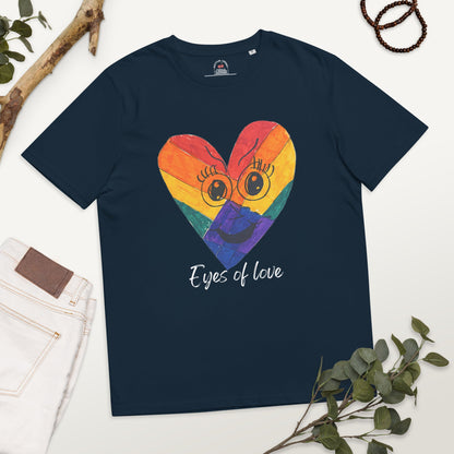 EYES OF LOVE ORGANIC COTTON T-SHIRT-eco-friendly organic graphic t-shirt-French Navy-S-mysticalcherry
