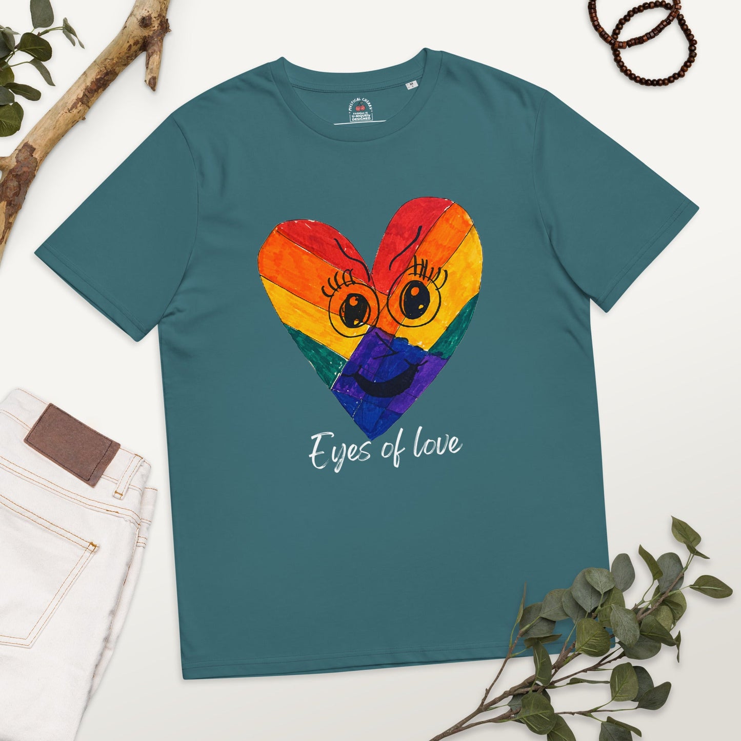 EYES OF LOVE ORGANIC COTTON T-SHIRT-eco-friendly organic graphic t-shirt-Stargazer-S-mysticalcherry