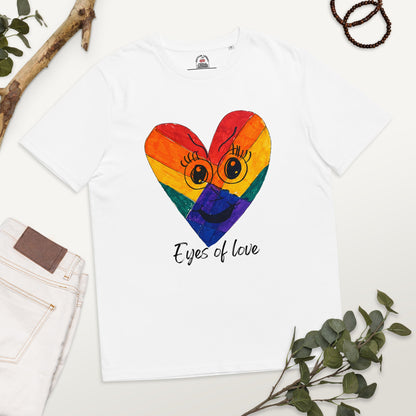 EYES OF LOVE ORGANIC COTTON T-SHIRT-eco-friendly organic graphic t-shirt-White-S-mysticalcherry