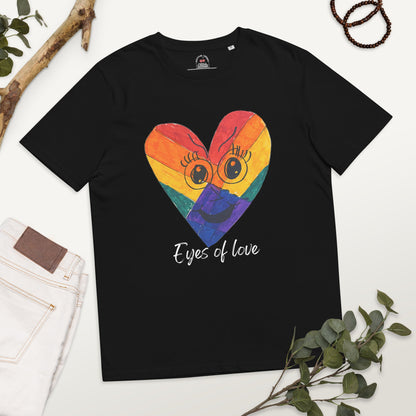 EYES OF LOVE ORGANIC COTTON T-SHIRT-eco-friendly organic graphic t-shirt-Black-S-mysticalcherry