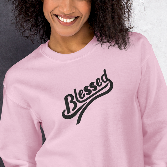 Embroidered Blessed Crewneck Sweatshirt-clothes- sweater-mysticalcherry