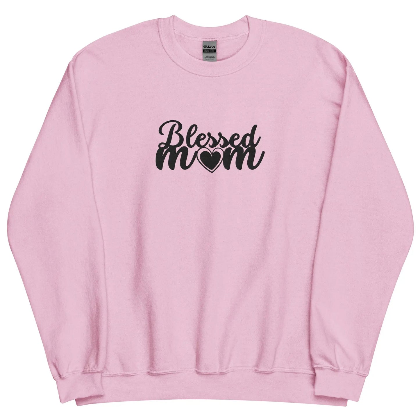 Embroidered Blessed Mom Embroidery Sweatshirt-clothes- sweater-Light Pink-S-mysticalcherry