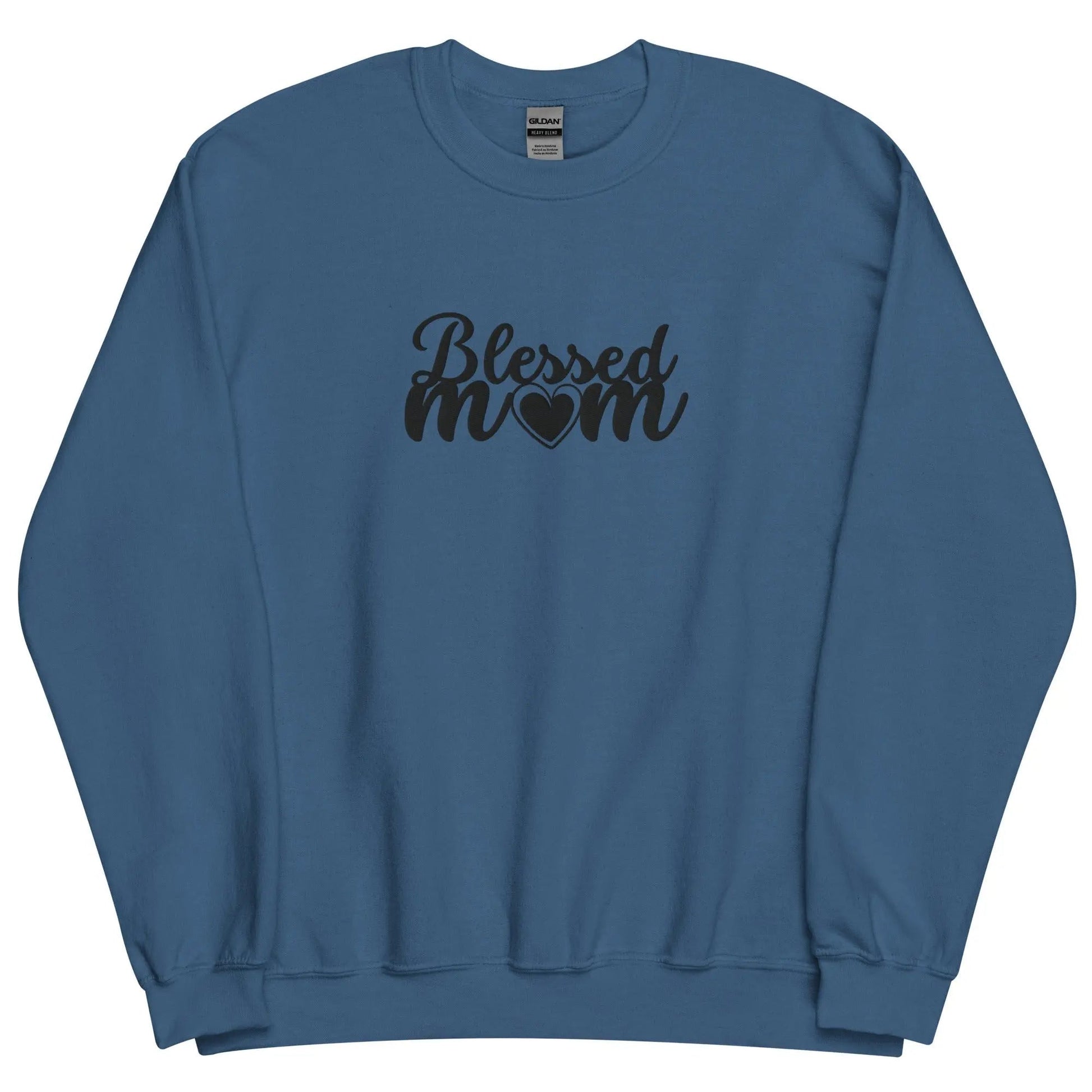 Embroidered Blessed Mom Embroidery Sweatshirt-clothes- sweater-Indigo Blue-S-mysticalcherry