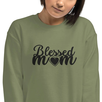 Embroidered Blessed Mom Embroidery Crewneck Sweatshirt-clothes- sweater-mysticalcherry