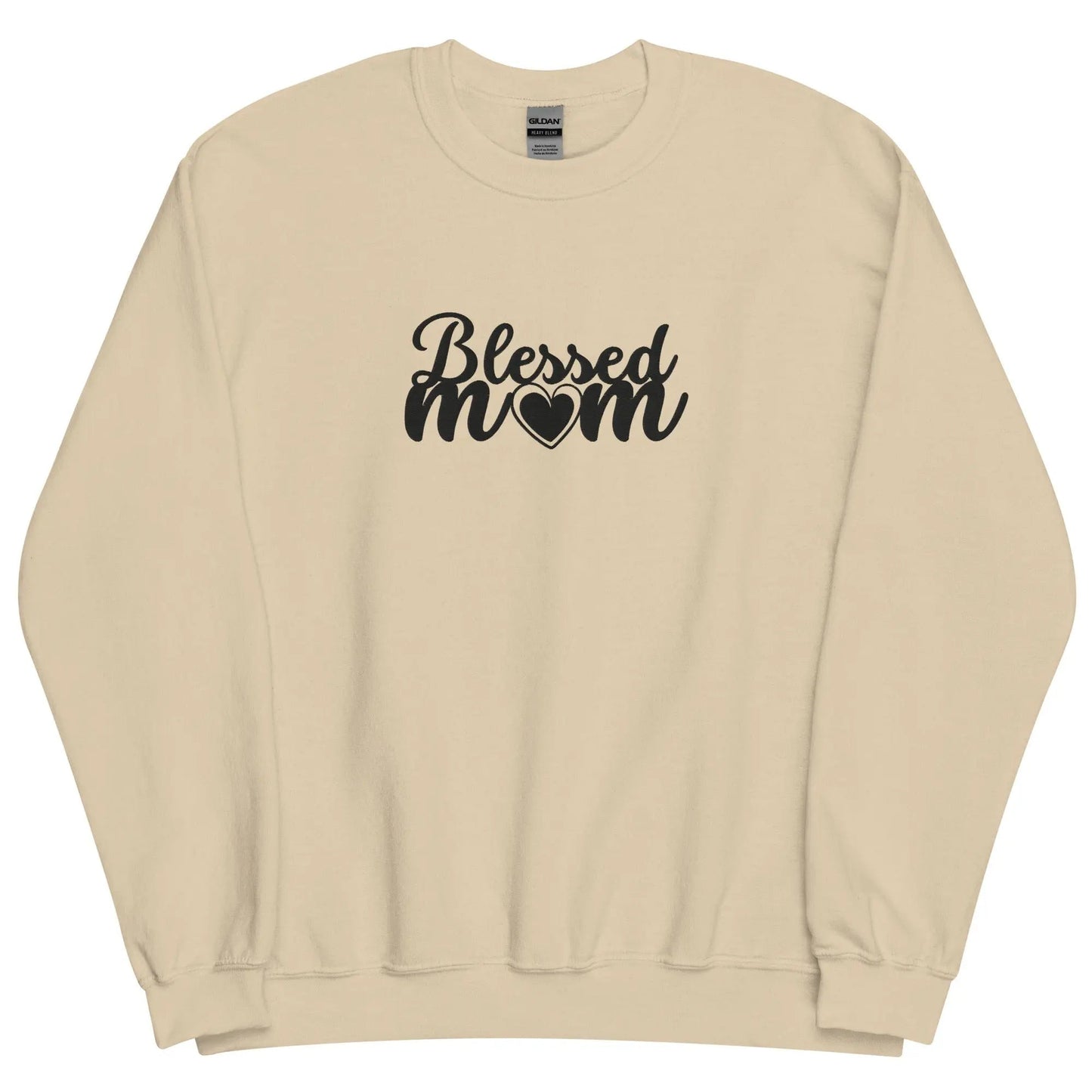 Embroidered Blessed Mom Embroidery Crewneck Sweatshirt-clothes- sweater-Sand-S-mysticalcherry