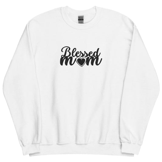 Embroidered Blessed Mom Embroidery Sweatshirt-clothes- sweater-White-S-mysticalcherry