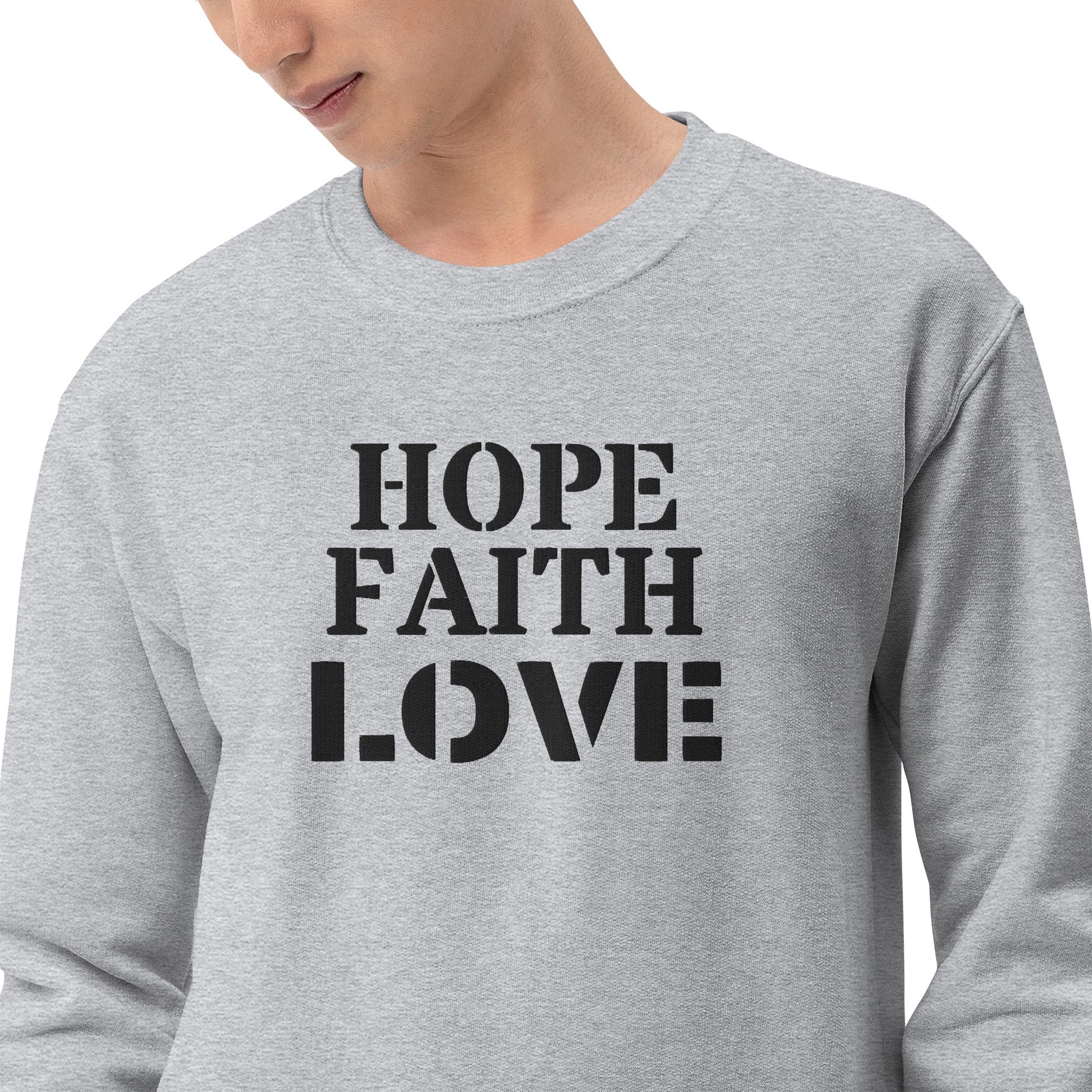 Embroidered Faith Hope Love Crewneck Sweatshirt-embroidery crewneck-mysticalcherry
