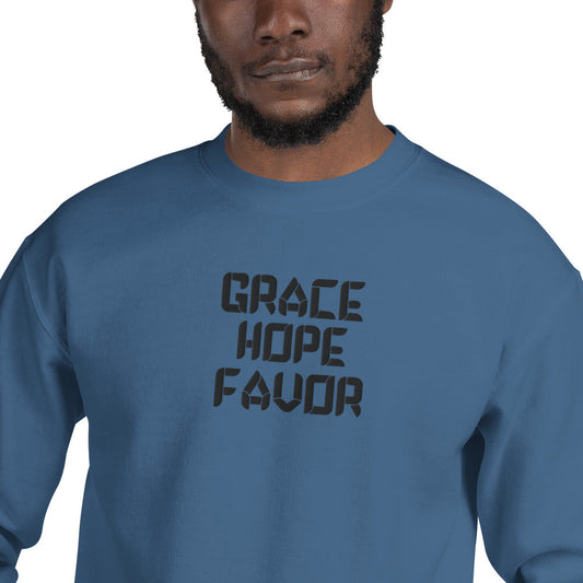 Embroidered Grace Hope Favor Crewneck Sweatshirt-embroidery crewneck-mysticalcherry