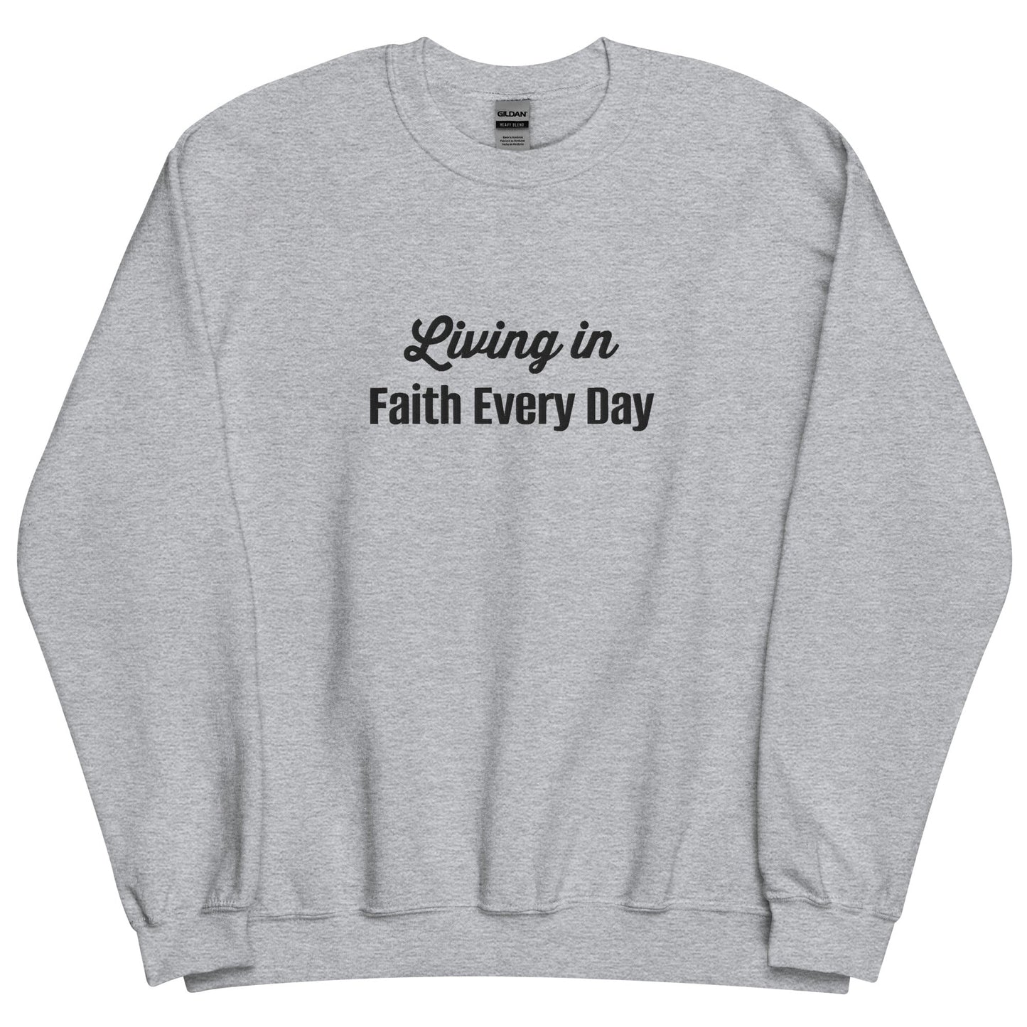 Embroidered Living in Faith Every Day Crewneck Sweatshirt-clothes- sweater-Sport Grey-S-mysticalcherry