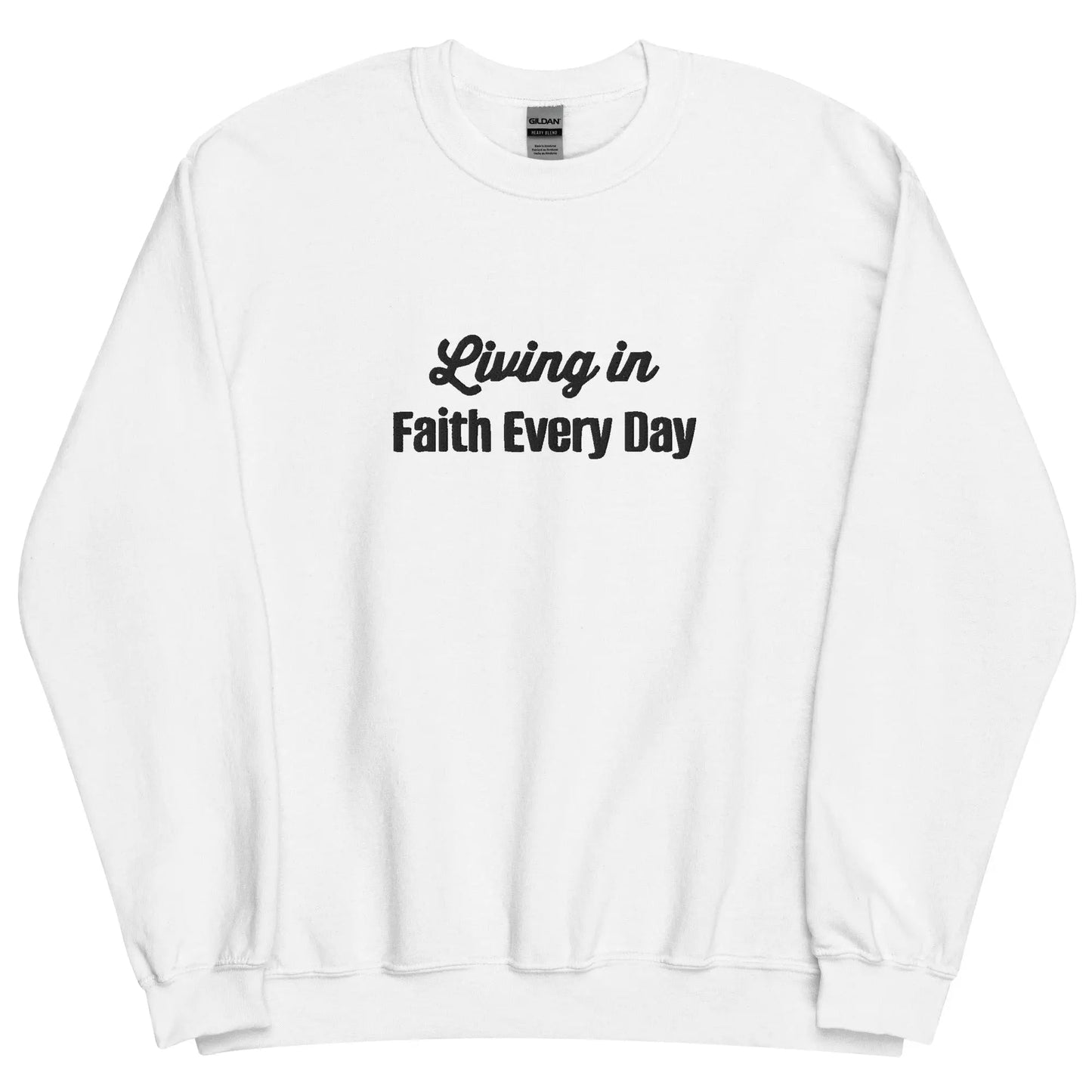 Embroidered Living in Faith Every Day Crewneck Sweatshirt-clothes- sweater-White-4XL-mysticalcherry
