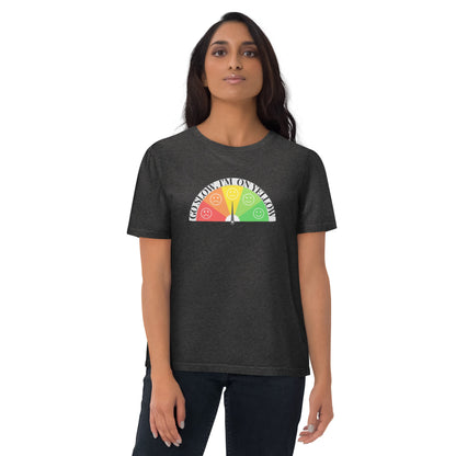 Emoji: Go Slow, I Am On Yellow Organic Cotton T-shirt-eco-friendly organic graphic t-shirt-Dark Heather Grey-S-mysticalcherry