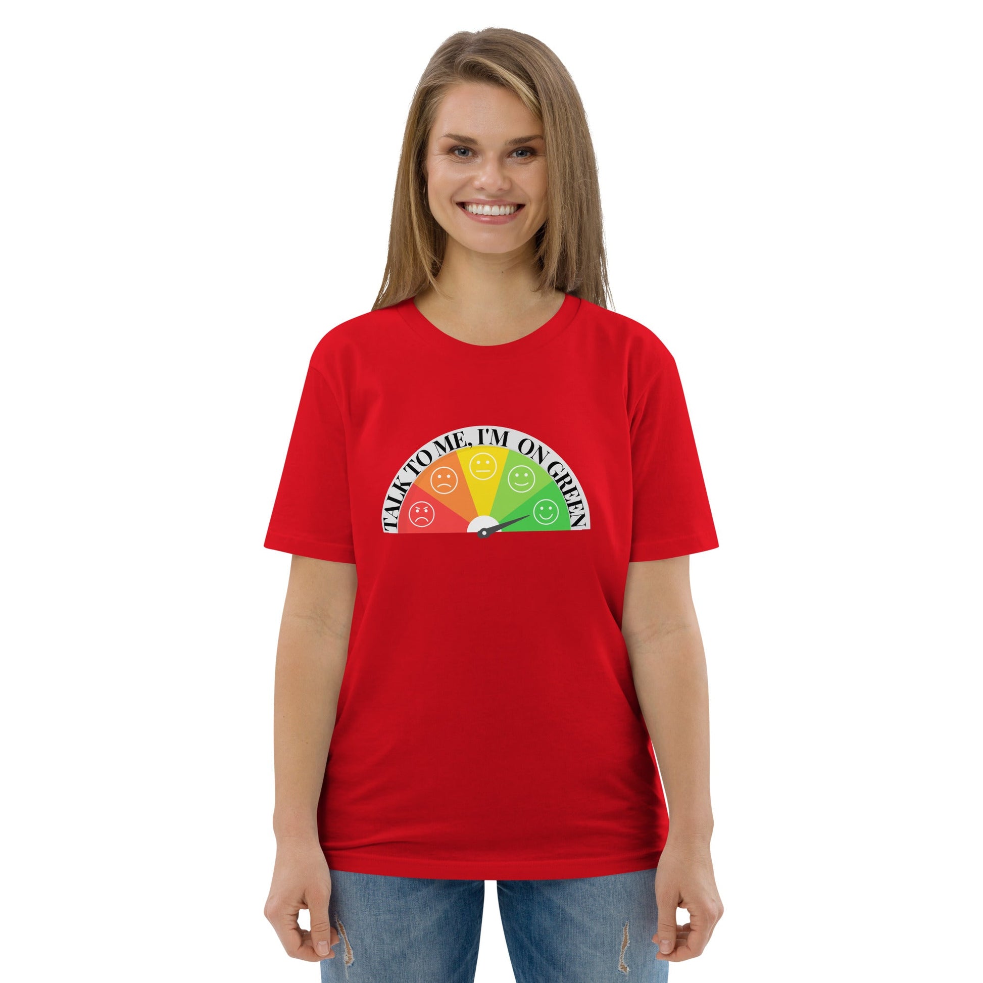 Emoji: Talk To Me, I am On Green Organic Cotton T-shirt-eco-friendly organic graphic t-shirt-Red-S-mysticalcherry
