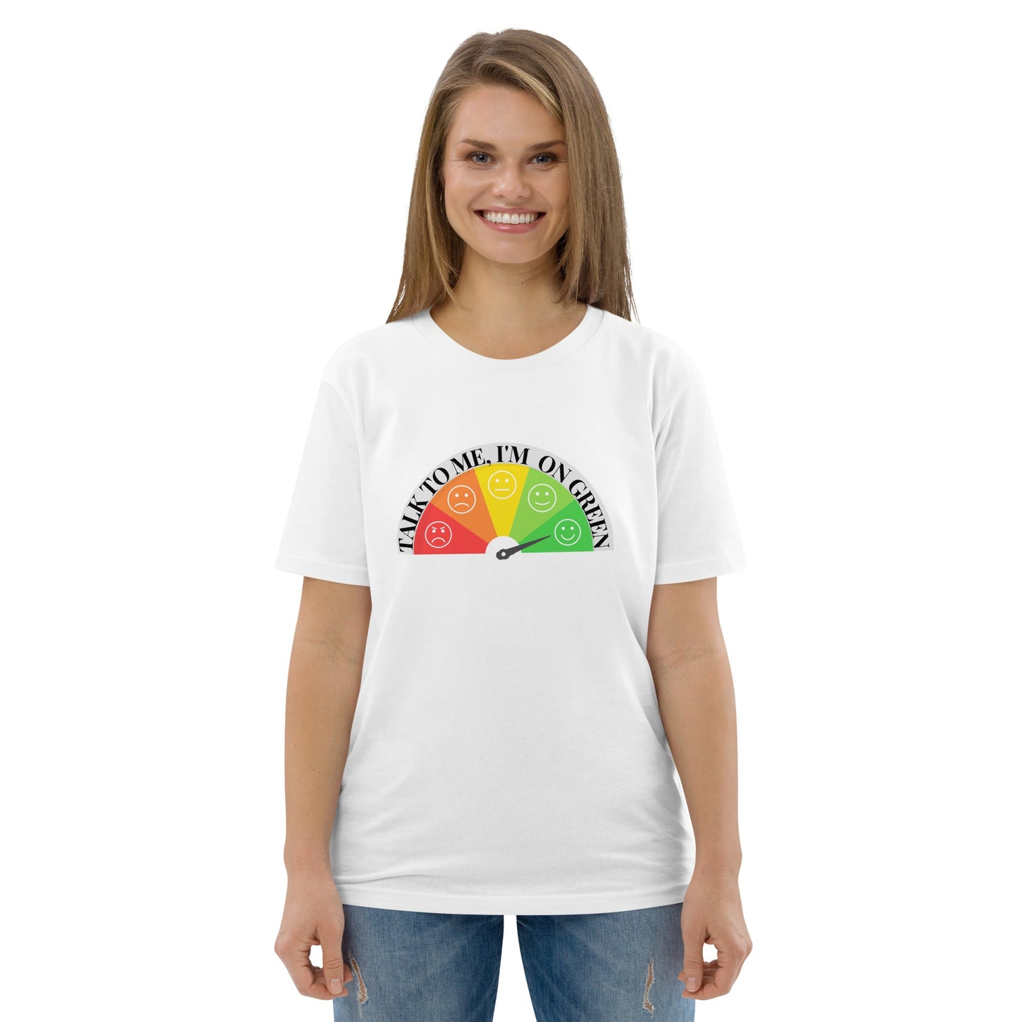 Emoji: Talk To Me, I am On Green Organic Cotton T-shirt-eco-friendly organic graphic t-shirt-White-S-mysticalcherry
