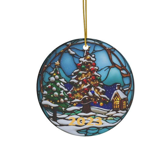 Festive Christmas Tree Ceramic Ornament-Home Decor-Circle-One Size-mysticalcherry