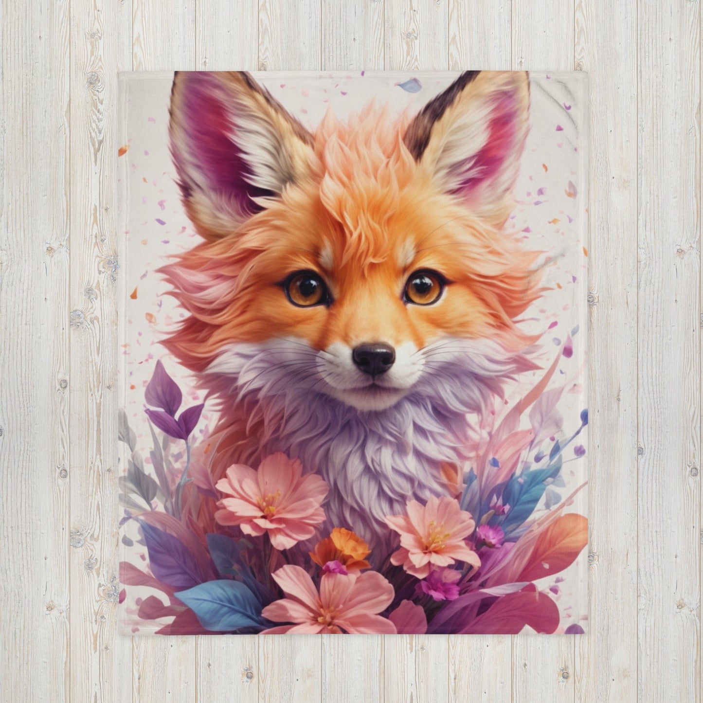 Flower Animals Throw Blanket-THROW BLANKET-50″×60″-Fox-mysticalcherry