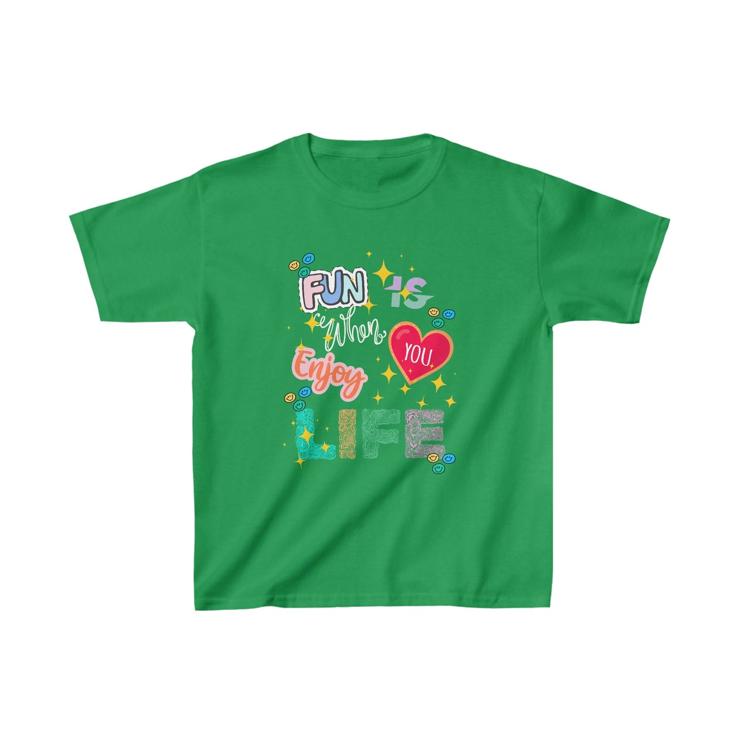 Fun Is When You Enjoy Life Kids Cotton™ Tee-Kids clothes-XS-Irish Green-mysticalcherry