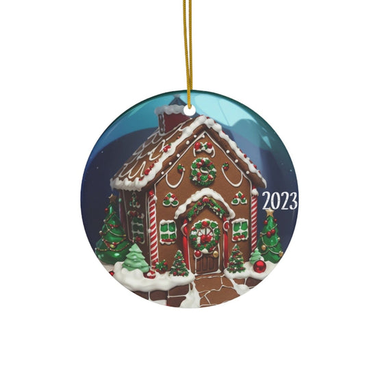 Gingerbread House Ceramic Ornament-Home Decor-Circle-One Size-mysticalcherry