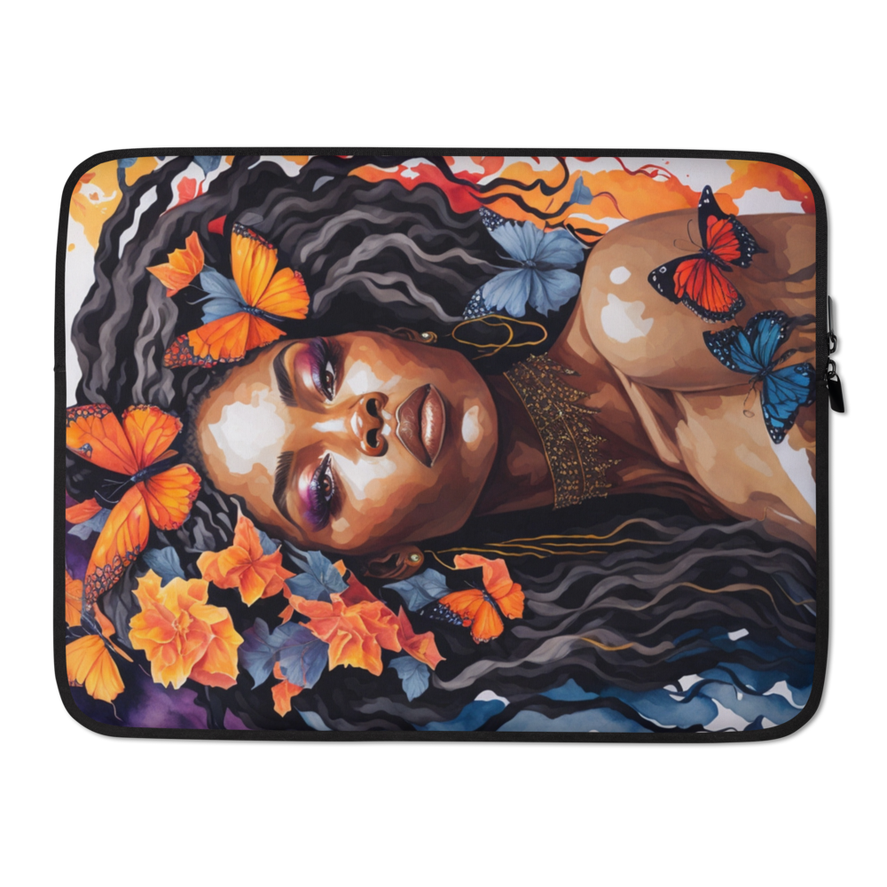 Graceful Black Woman with Dreadlocks: A Butterfly Harmony in Colors Laptop Case-laptop sleeve-mysticalcherry