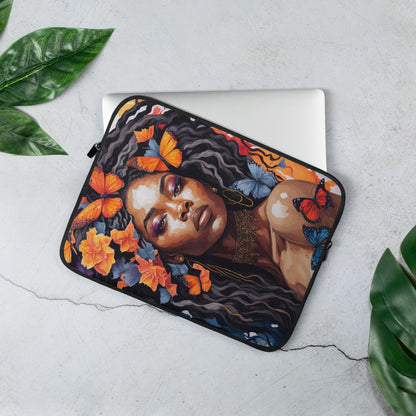 Graceful Black Woman with Dreadlocks: A Butterfly Harmony in Colors Laptop Case-laptop sleeve-13″-1-mysticalcherry