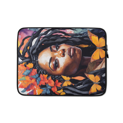 Graceful Black Woman with Dreadlocks: A Butterfly Harmony in Colors Laptop Case-laptop sleeve-13″-3-mysticalcherry