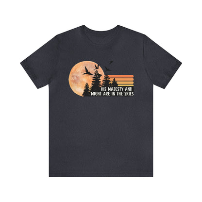 HIS Majesty And Might Are In The Skies Retro T-Shirt-T-Shirt-Heather Navy-S-mysticalcherry