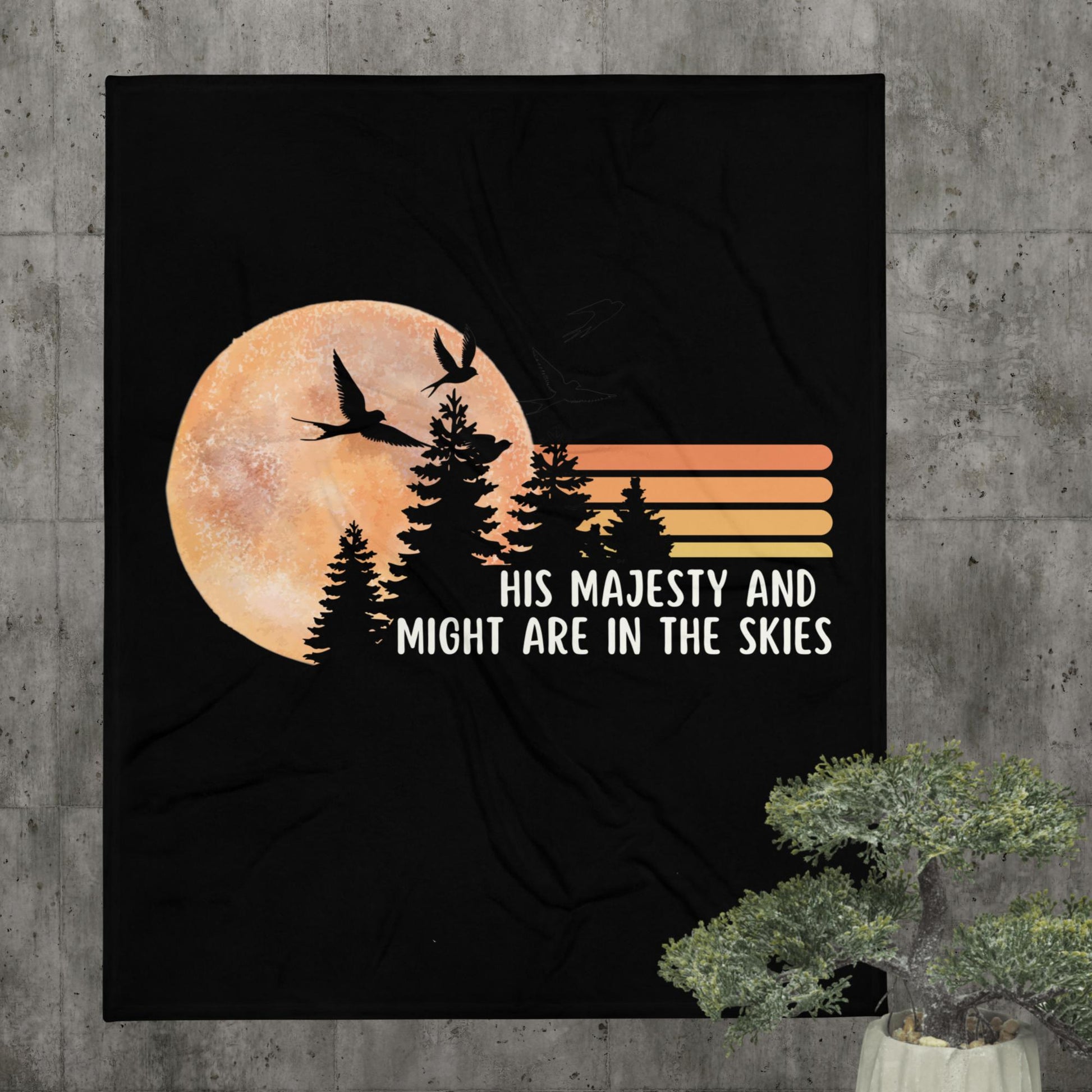 HIS Majesty And Might Are In The Skies Throw Blankets-THROW BLANKET-50″×60″-HIS Majesty And Might Are In The Skies Retro-mysticalcherry