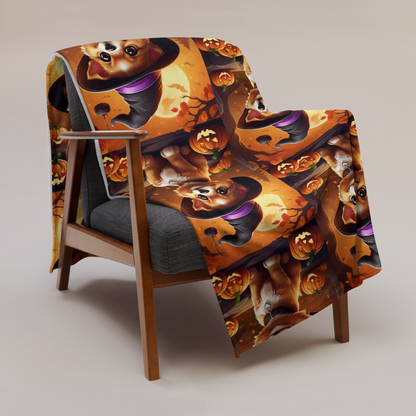 Halloween Pup Witch Throw Blanket-THROW BLANKET-mysticalcherry