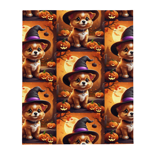 Halloween Pup Witch Throw Blanket-THROW BLANKET-50″×60″-mysticalcherry