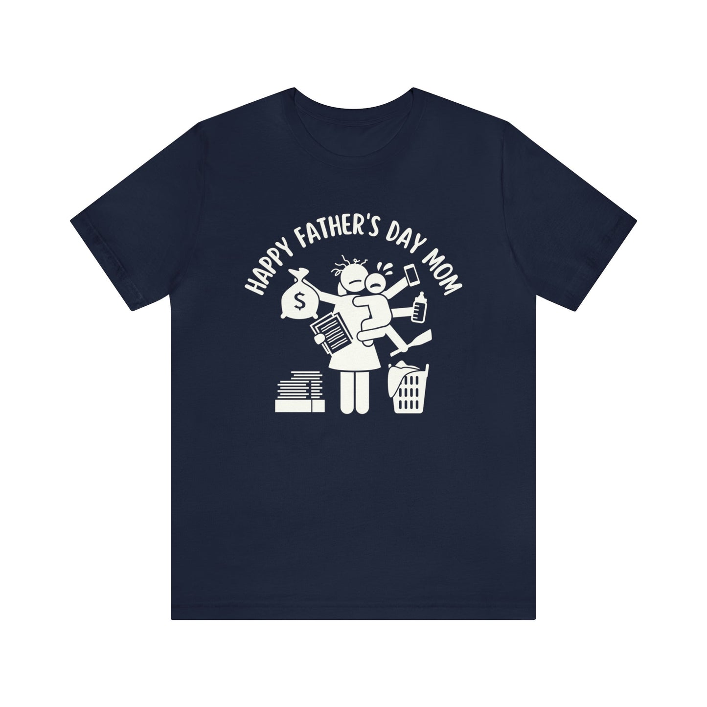 Happy Father's Day Mom Graphic T-Shirt-T-Shirt-Navy-S-mysticalcherry