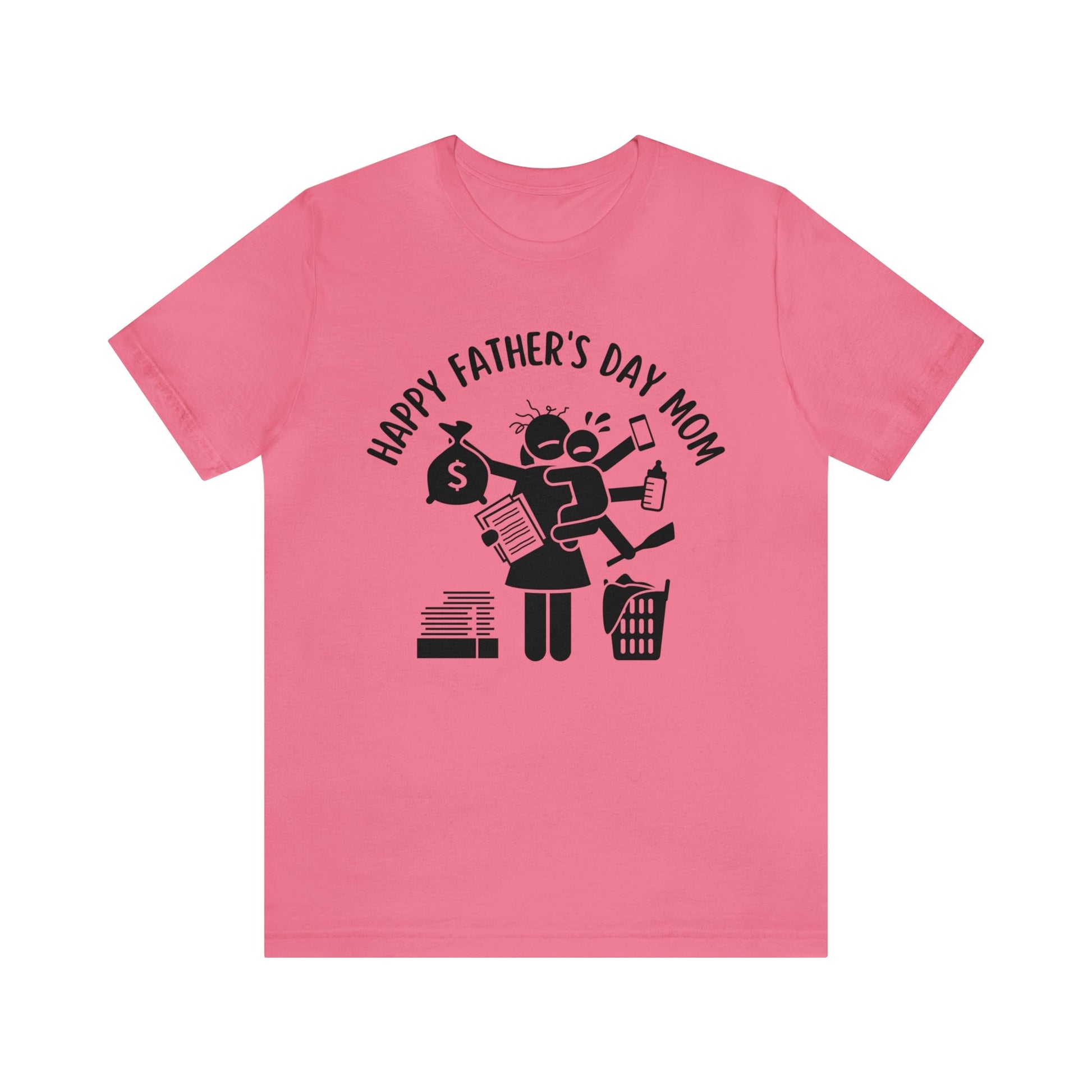 Happy Father's Day Mom Graphic T-Shirt-T-Shirt-Charity Pink-S-mysticalcherry