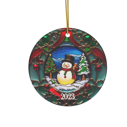 Happy Snowman Ceramic Ornament-Home Decor-Circle-One Size-mysticalcherry